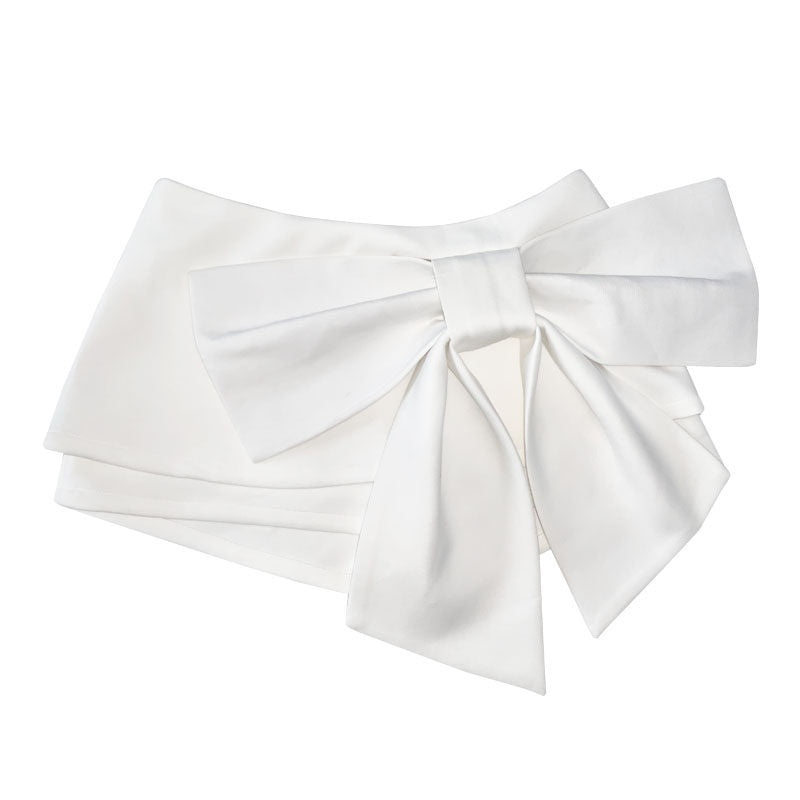 WSW_Elegant_Low_Waist_Slim_Fit_White_Cotton_Blend_3D_Embellished_Women_Skorts_MISSTT