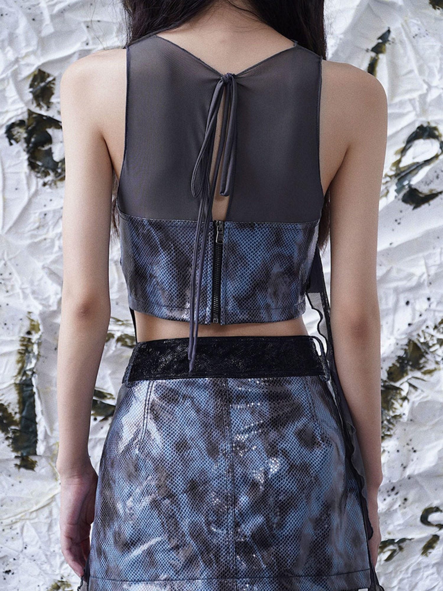 WSW Faux Leather Chic Slim Fit A Line Mid Waist Women Daily Date Navy Mini Skirts