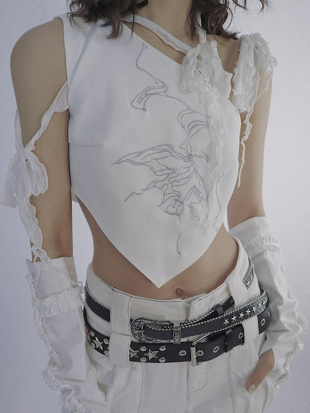 WSW Original Design Asymmetrical One Shoulder White Solid Women Tank Tops