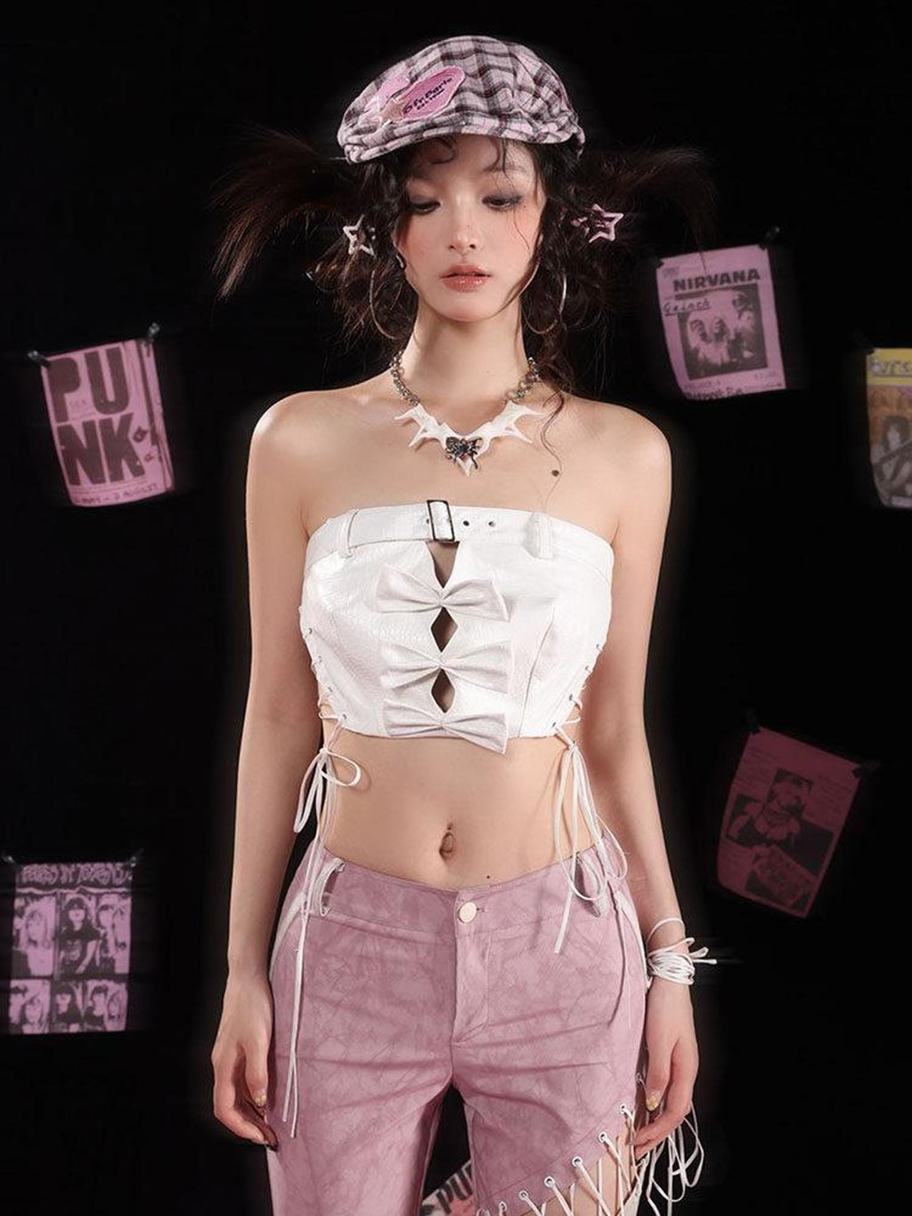 WSW Original Design Pu Leather Strapless Crop No Padding White Tube Tops / Bandeaus