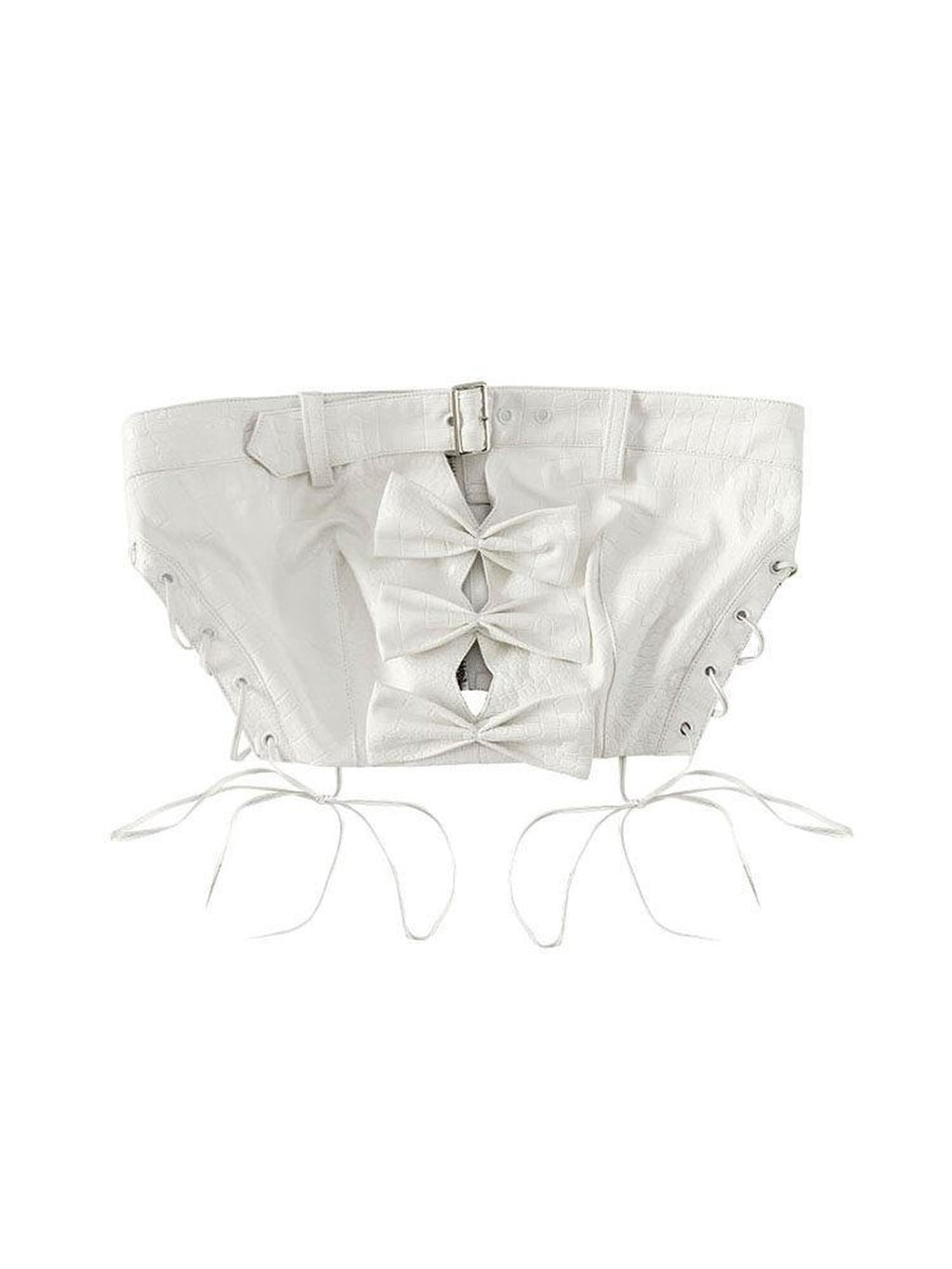 WSW Original Design Pu Leather Strapless Crop No Padding White Tube Tops / Bandeaus