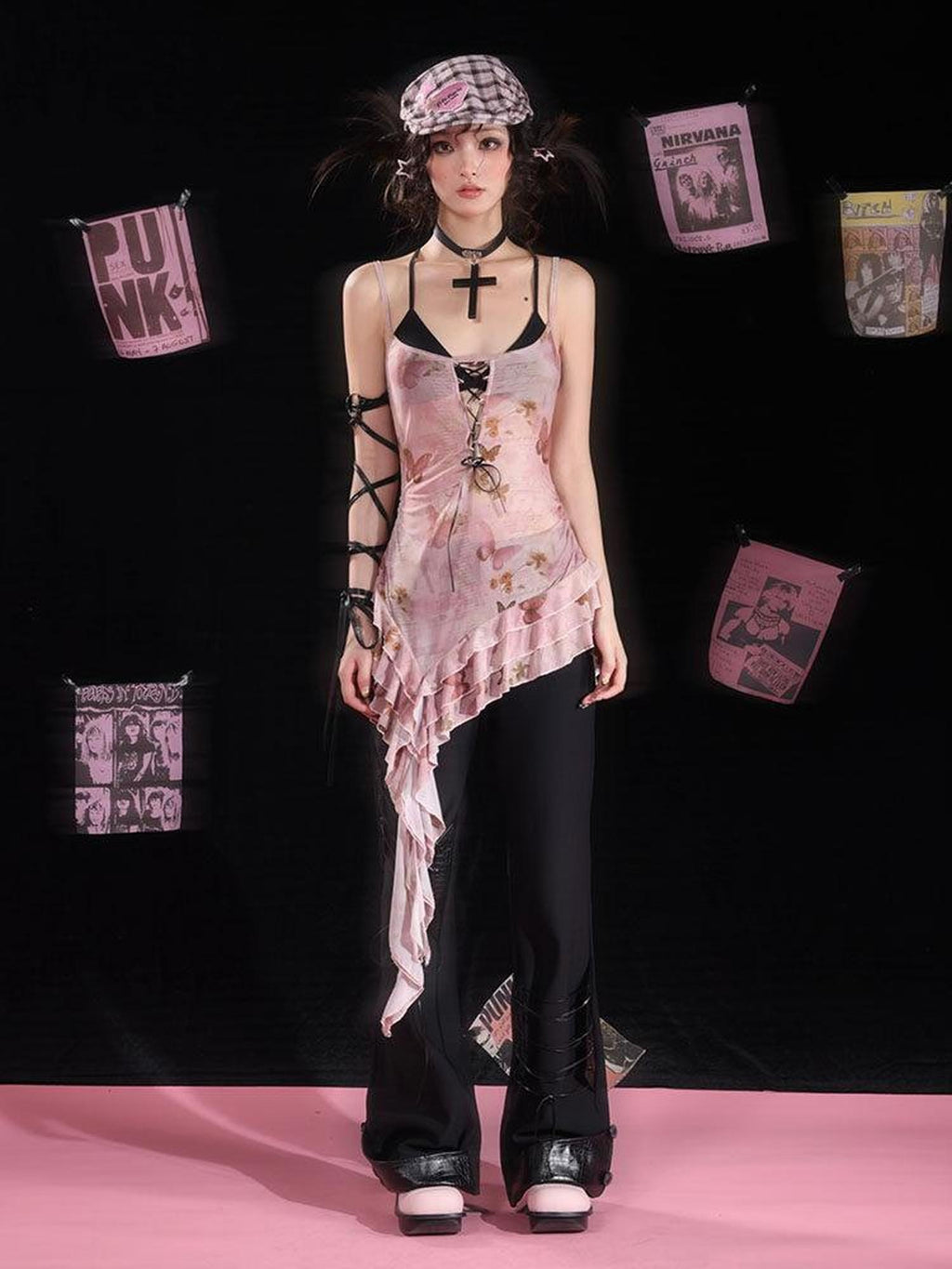 WSW Original Design Spaghetti Strap No Padding Black Pink Slip Mini Dresses