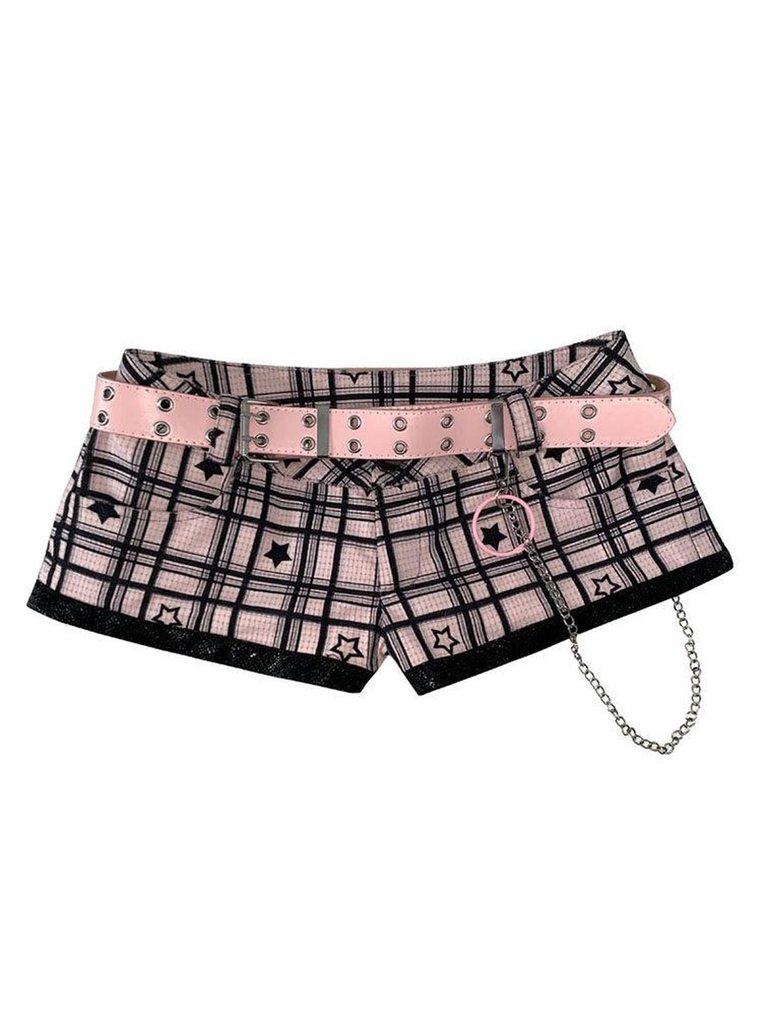 WSW Original Slim Low Waist Pu Leather Polyester Women Black Pink Short Trousers