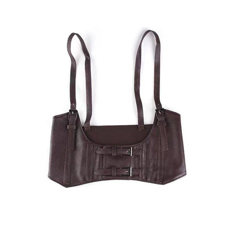 WSW_Pu_Leather_Belted_Waist_Cinch_Alloy_Buckle_Unisex_Youth_Black_Coffee_Vests_MISSTT