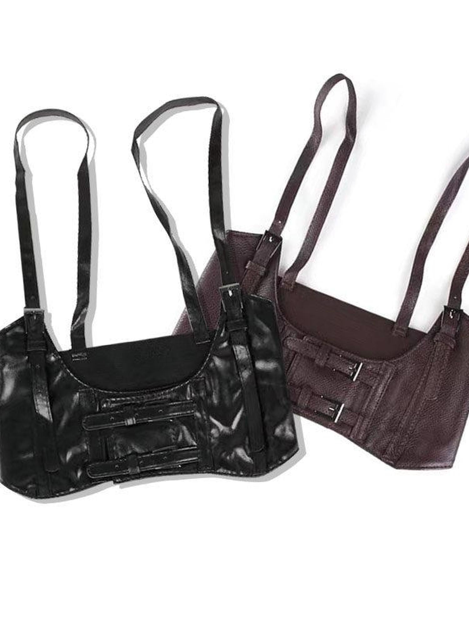 WSW Pu Leather Belted Waist Cinch Alloy Buckle Unisex Youth Black Coffee Vests