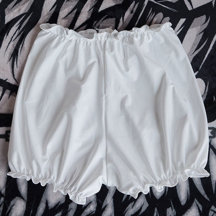 WSW_Safety_Lined_Ruffle_Trim_Mid_Waist_Boyshorts_Women_Black_White_Short_Trousers_MISSTT