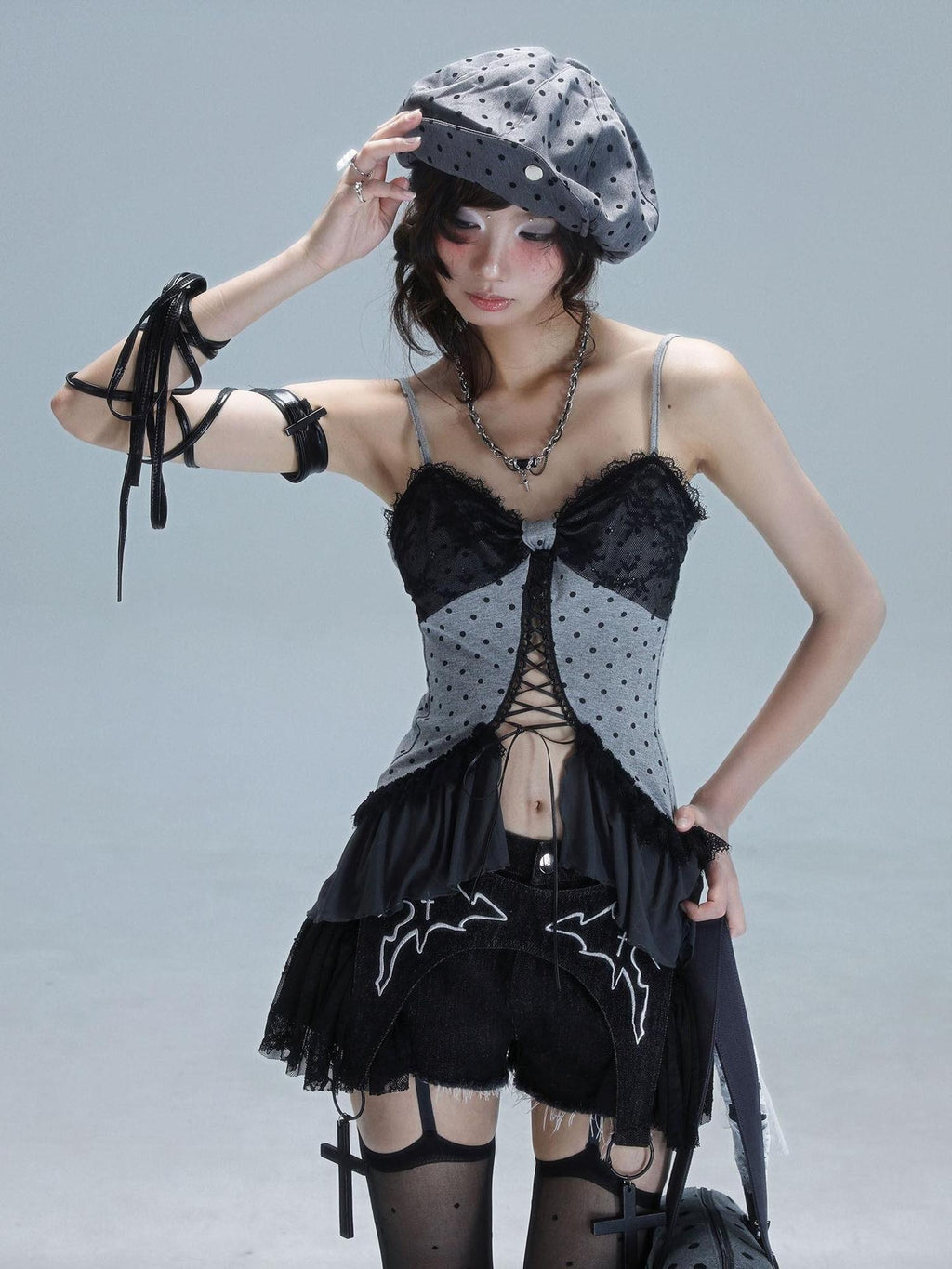 WSW Sexy Lace Slim Fit Polka Dot Everyday Women Cotton Blend Stretch Camisoles