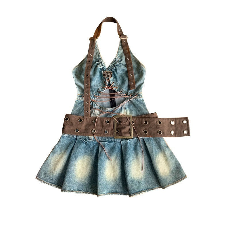 WSW_Sexy_Tie_Halter_Denim_Cotton_Sleeveless_Women_Casual_Hippie_Traveler_Mini_Dresses_MISSTT