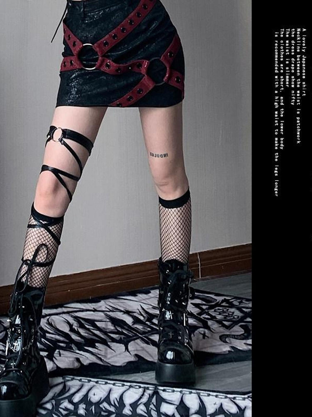 WSW Shiny Pu Metallic Hip Hop Street Style Unisex Youth Alloy Buckle Leg Warmers