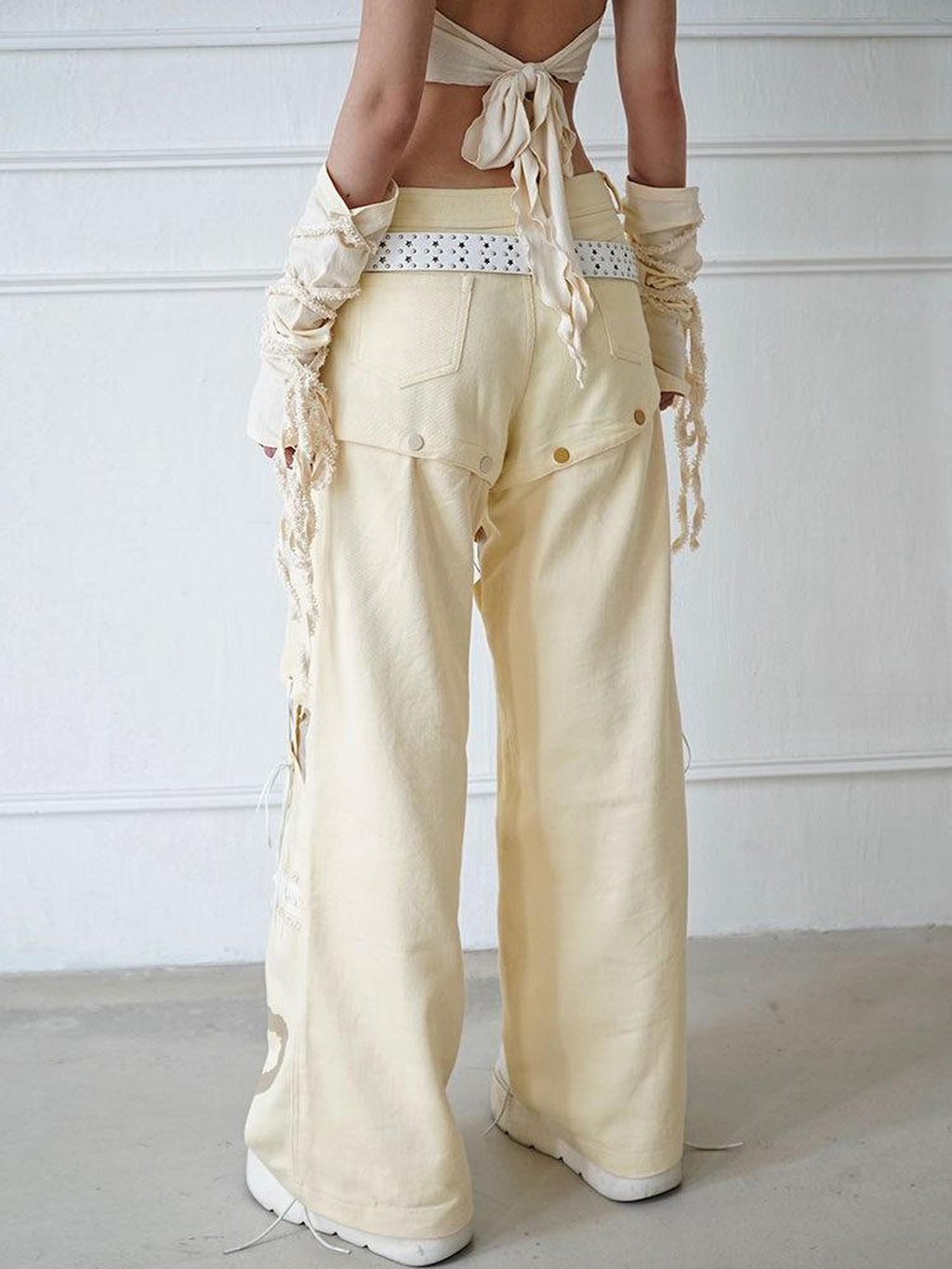 WSW Soft Cotton Blend Original Low Rise Long Beige Everyday Casual Straight Pants