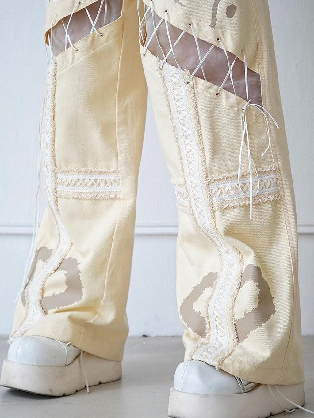 WSW Soft Cotton Blend Original Low Rise Long Beige Everyday Casual Straight Pants