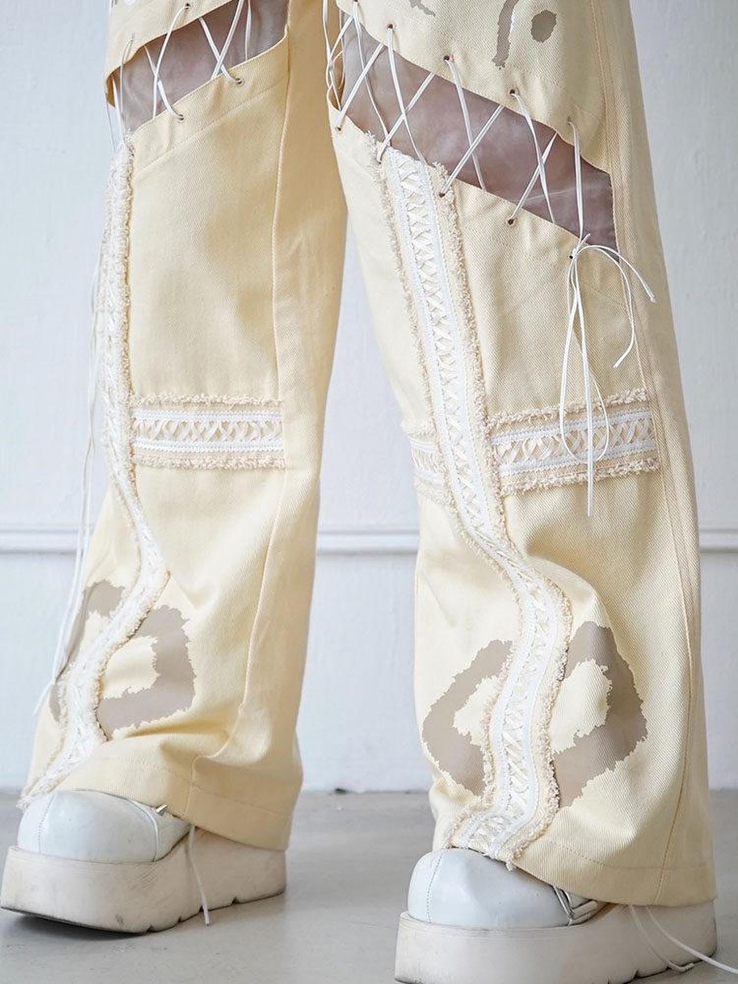 WSW Soft Cotton Blend Original Low Rise Long Beige Everyday Casual Straight Pants