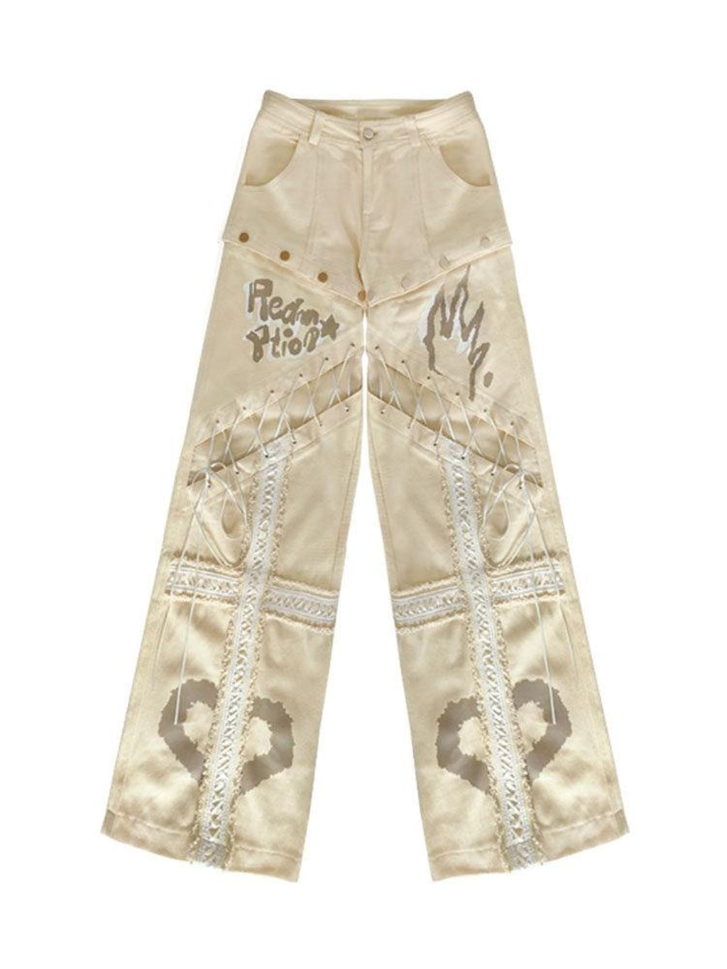 WSW Soft Cotton Blend Original Low Rise Long Beige Everyday Casual Straight Pants
