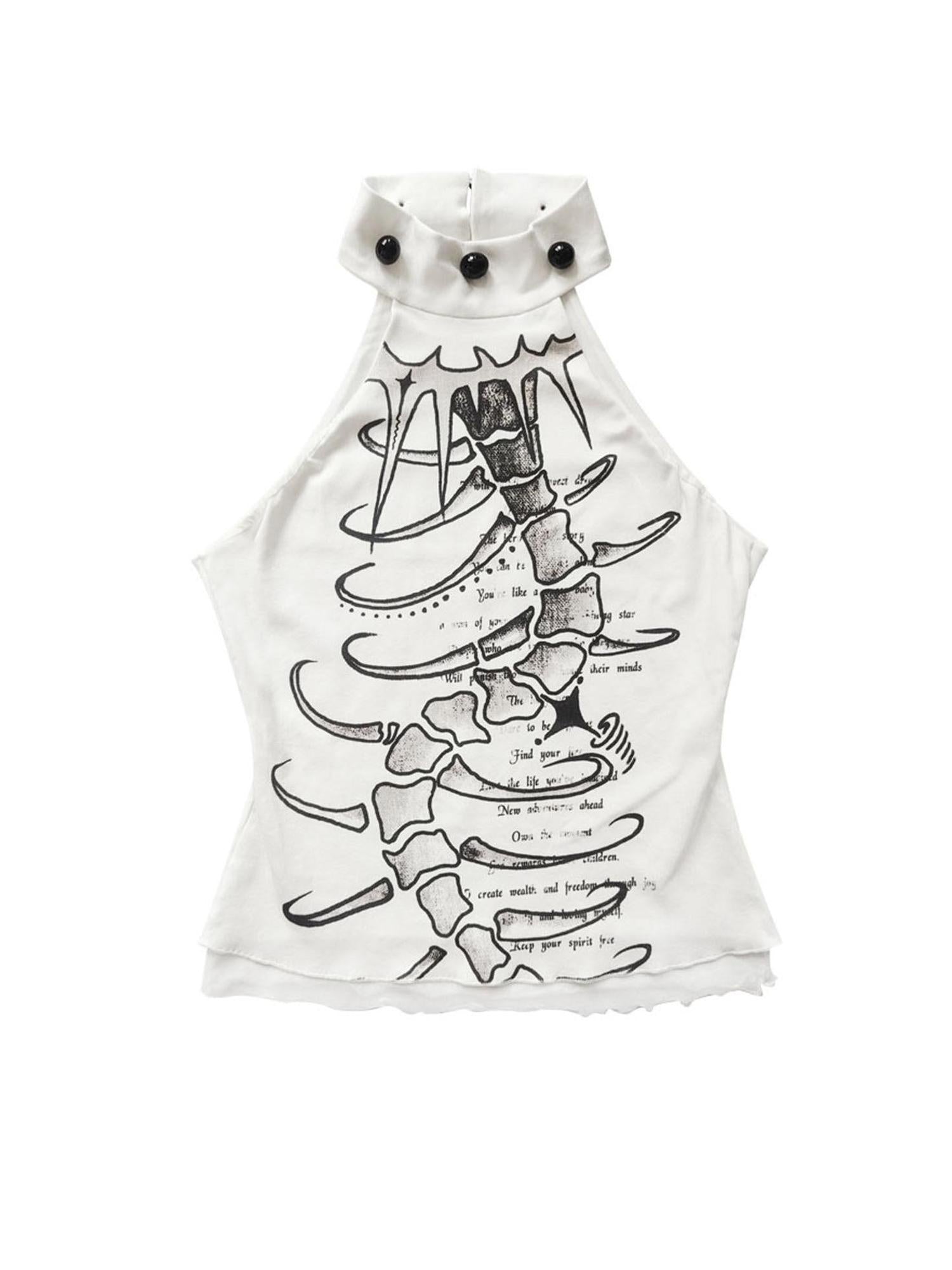 WSW Soft Cotton Spandex Printed Fitted Halter Neck Women White Tank Tops