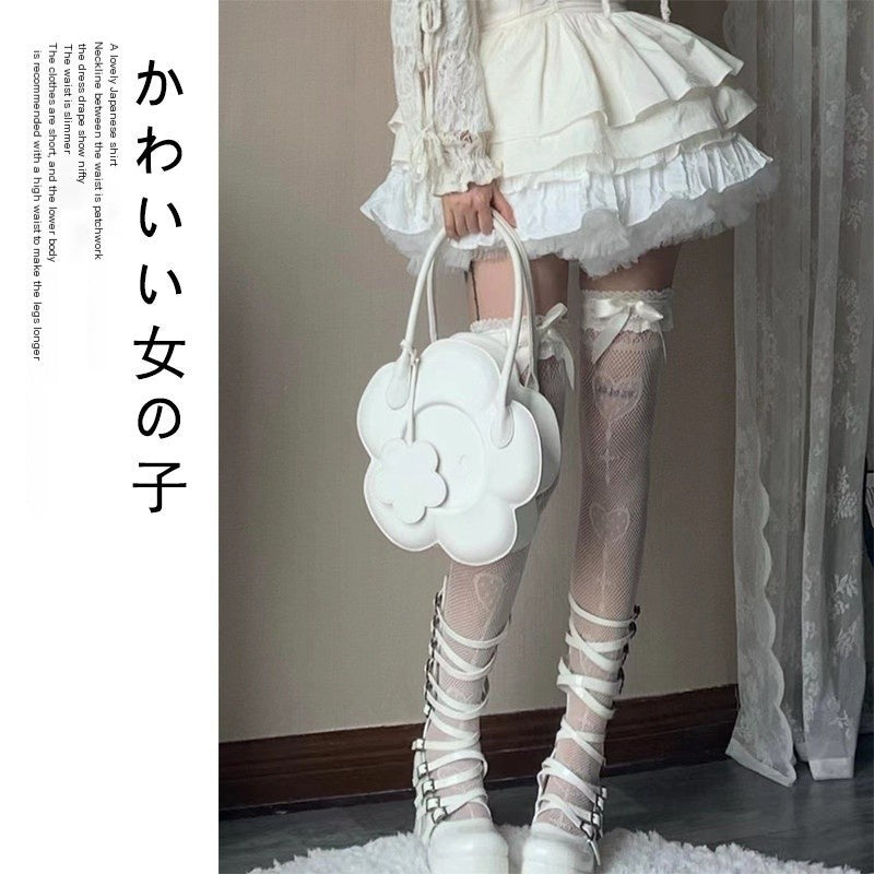 WSW_Soft_Stretch_One_Size_Fits_Most_Sweet_Mid_Calf_Women_Black_Ivory_Hold_Up_Socks_MISSTT