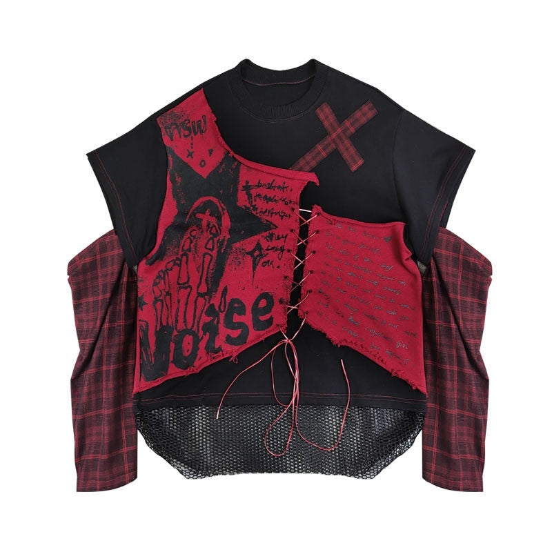 WSW_Thick_Oversized_Crewneck_Street_Midlength_Lettered_Red_Black_Cotton_Sweatshirts_MISSTT