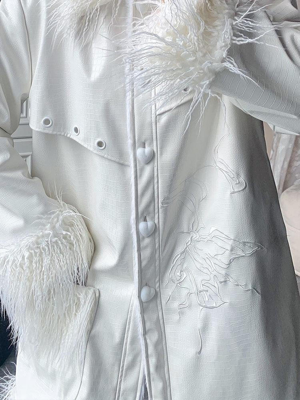 WSW Thick Padded Street Style Oversized White Long Sleeve Casual Long Coats