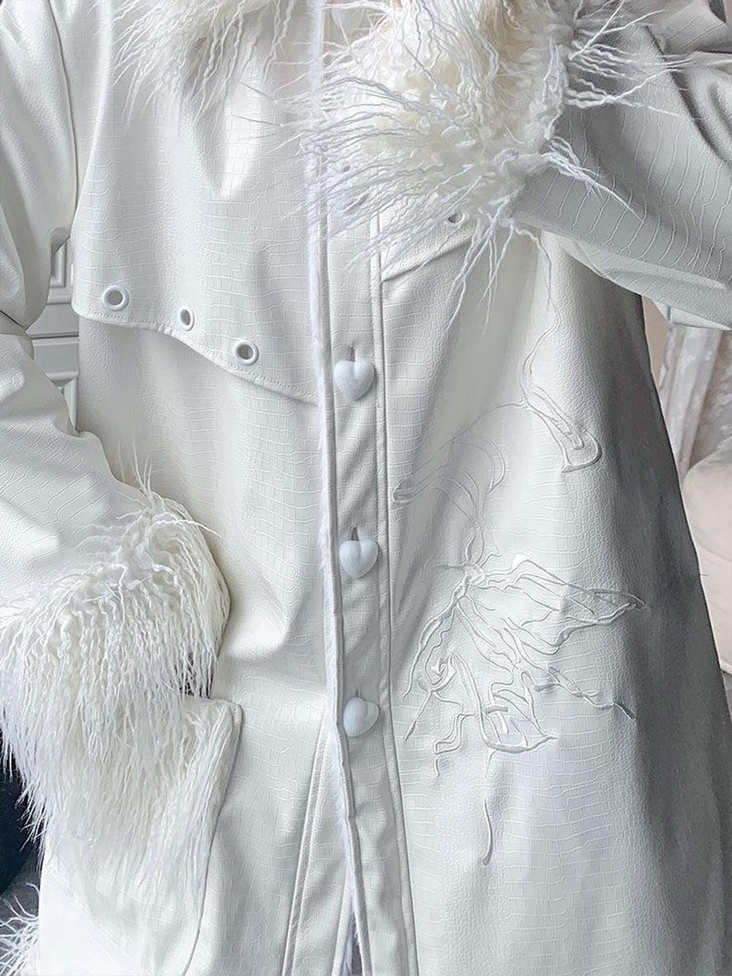 WSW Thick Padded Street Style Oversized White Long Sleeve Casual Long Coats