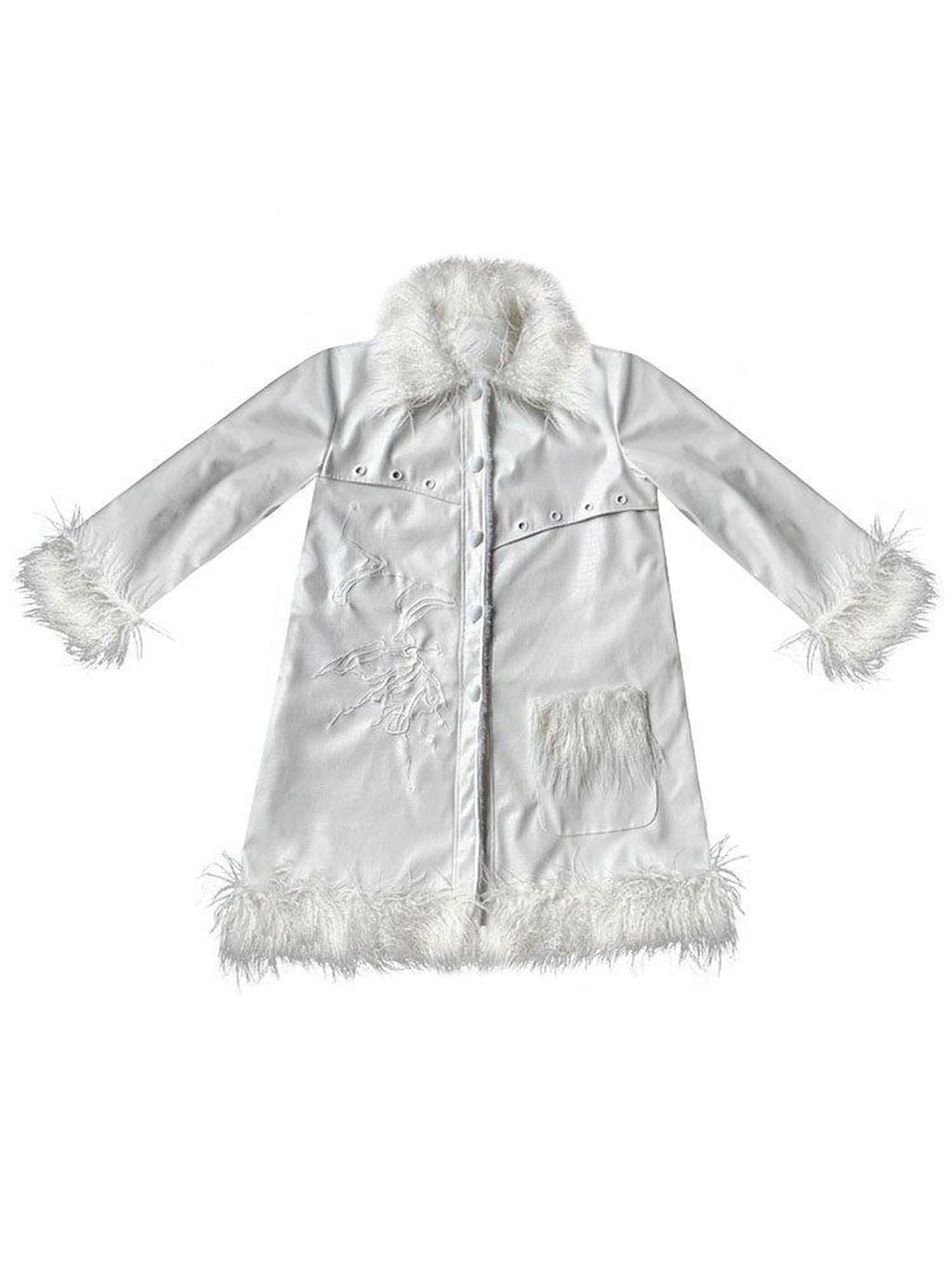 WSW Thick Padded Street Style Oversized White Long Sleeve Casual Long Coats