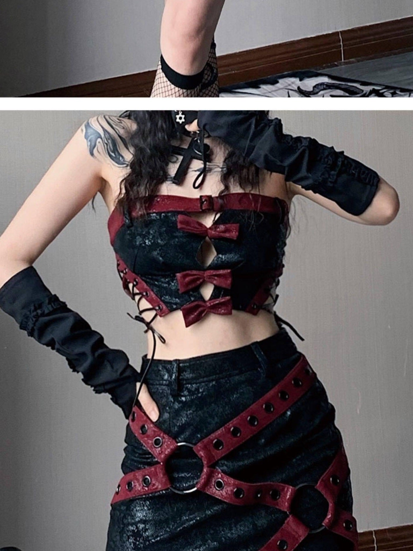 WSW Versatile Mid Rise Bodycon Pu Polyester Casual Chic Red Black Mini Skirts