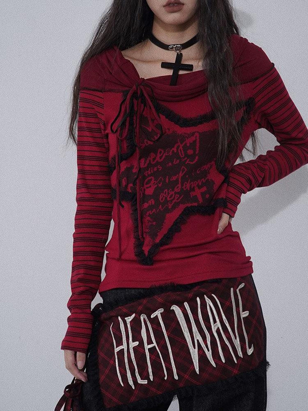 WSW Wine Red Boat Neck Slim Fit Street Women Cotton Blend Long Sleeve T-Shirts