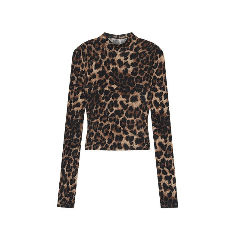 ZERO_Breathable_Leopard_Print_Slim_Fit_Standcollar_Casual_Women_Long_Sleeve_Crop_Tops_MISSTT
