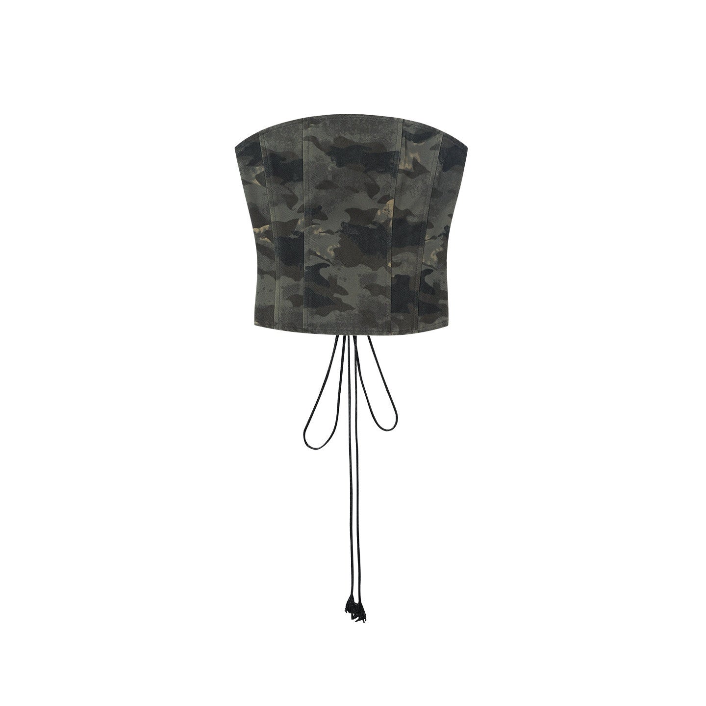 ZERO_Camo_Print_Tie_Front_Slim_Streetwear_Casual_Womens_Polyester_Short_Tube_Tops_MISSTT