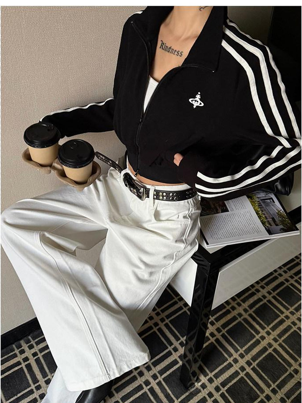 ZERO Digital Print Durable Loose Natural Waist Women Cotton Straight Pants
