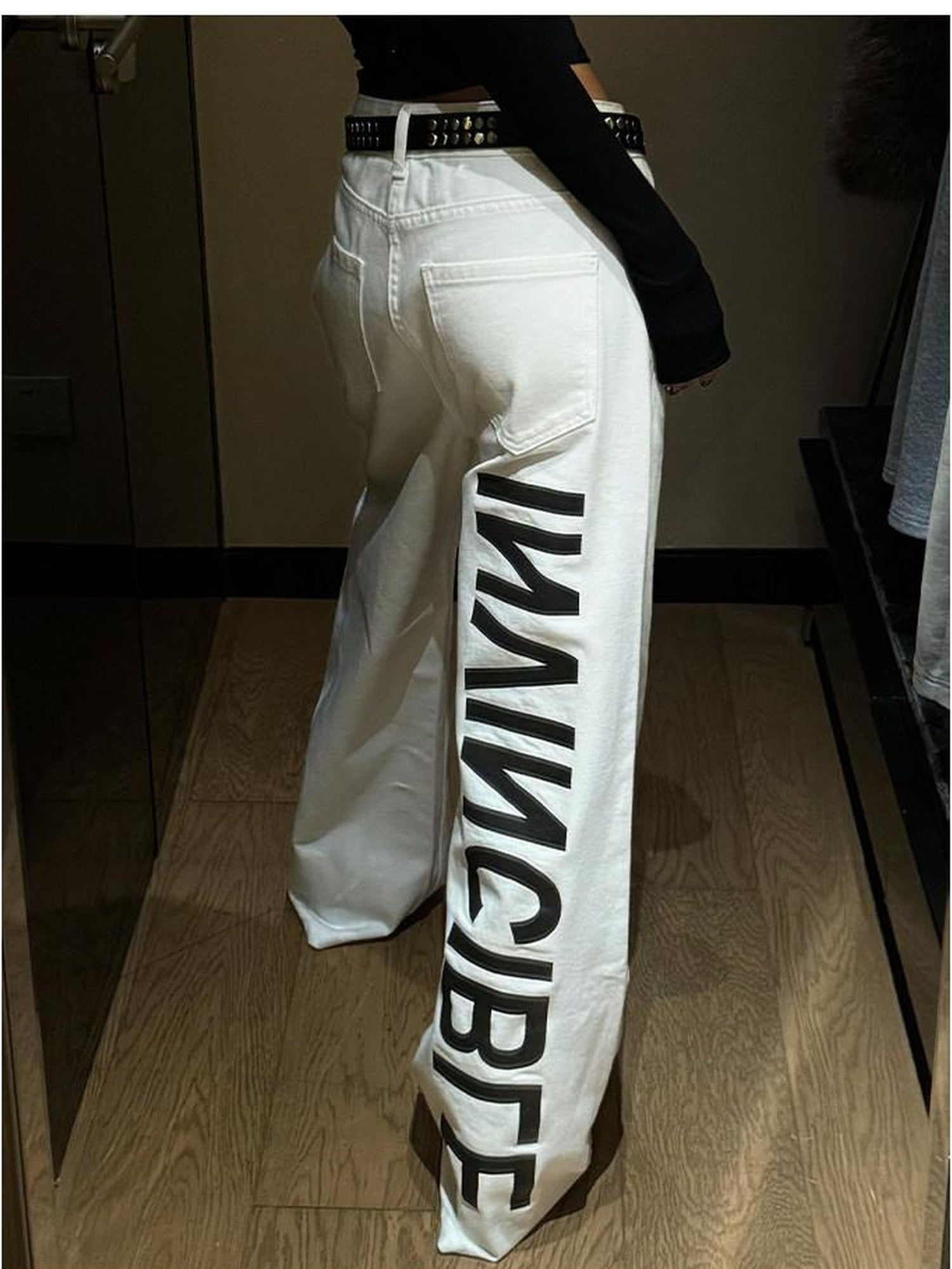 ZERO Digital Print Durable Loose Natural Waist Women Cotton Straight Pants