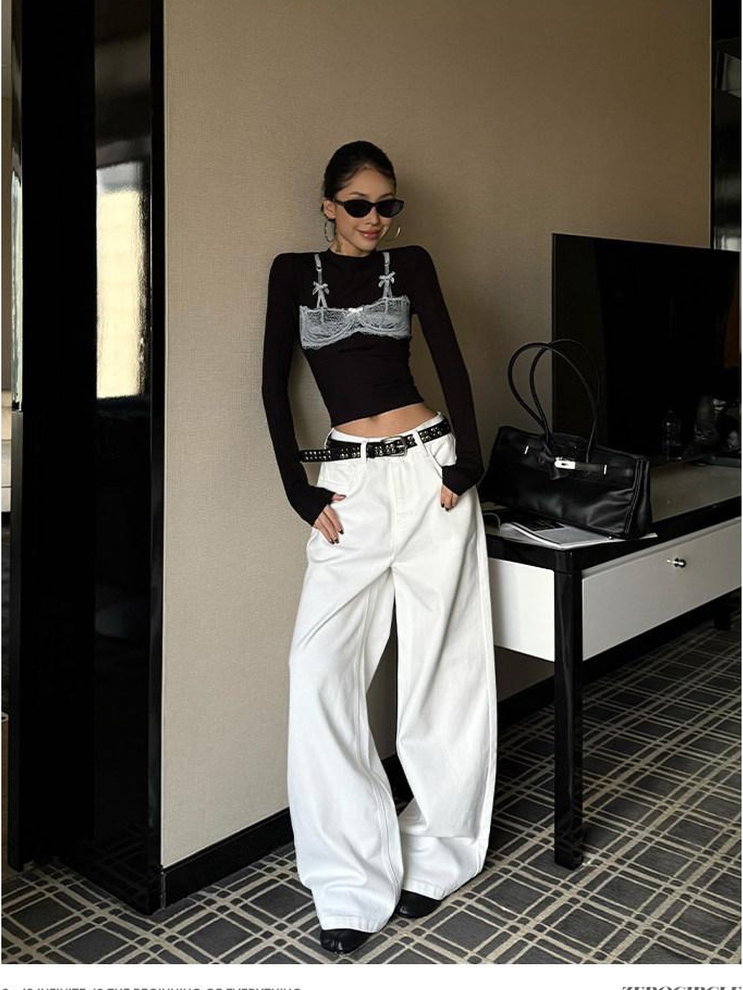 ZERO Digital Print Durable Loose Natural Waist Women Cotton Straight Pants