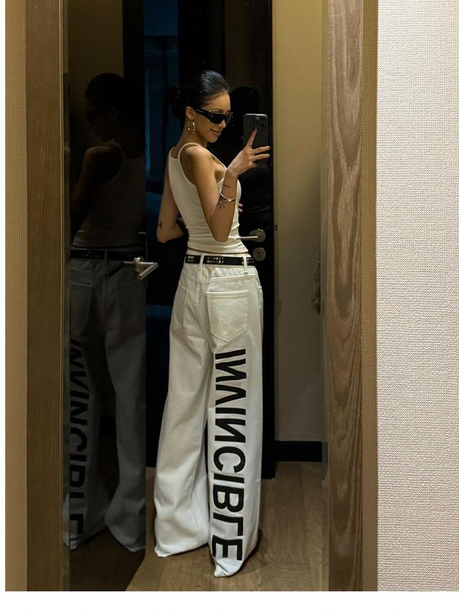 ZERO Digital Print Durable Loose Natural Waist Women Cotton Straight Pants