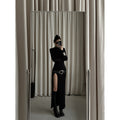 ZERO_Elegant_Black_Lyocell_Slit_Slim_Sheath_Long_Sleeve_Women_Maxi_Dresses_MISSTT