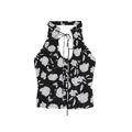 ZERO_Floral_Print_Slim_Fit_Stand_Collar_Pullover_Casual_Women_Black_Halter_Crop_Tops_MISSTT