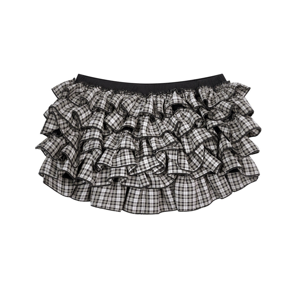 ZERO_Lined_Low_Waist_Tiered_Casual_Women_Polyester_Black_Plaid_Mini_Skirts_MISSTT