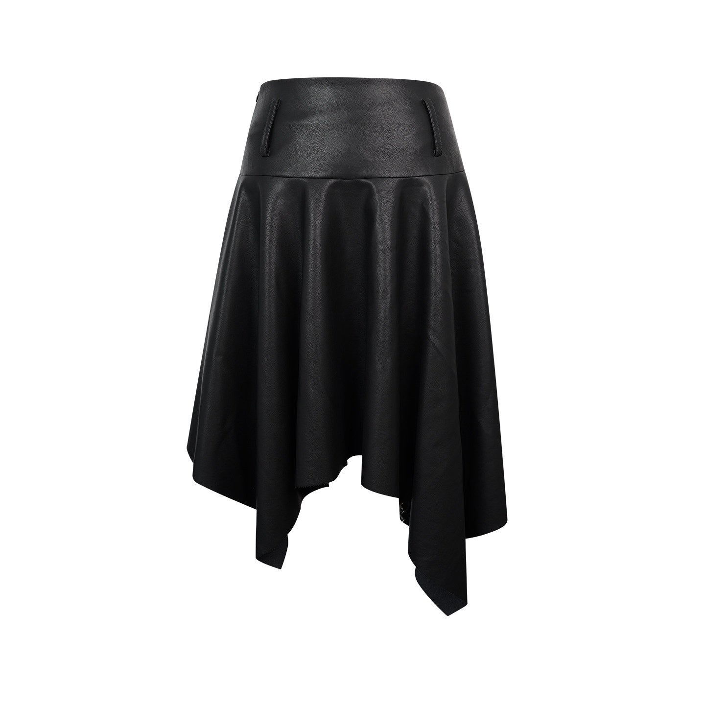 ZERO_Lined_Pu_Irregular_Flared_Wide_Waist_Low_Rise_Loose_Casual_Black_Midi_Skirts_MISSTT