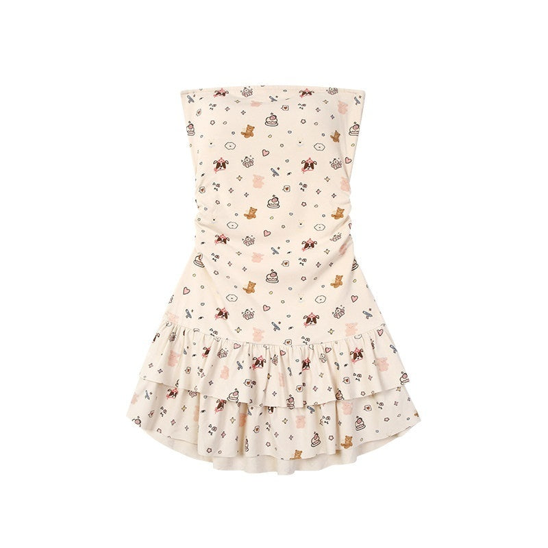 ZERO_Padded_Bust_Sweet_Strapless_High_Waist_Tiered_Apricot_Viscose_Mini_Dresses_MISSTT