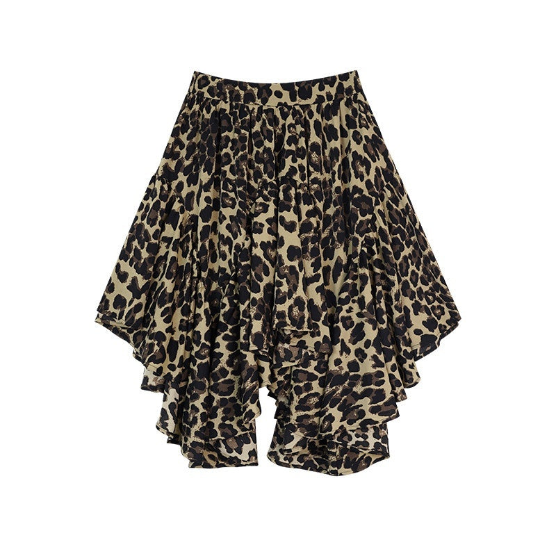 ZERO_Ruffle_Hem_Casual_Loose_Mid_Waist_Printed_Poly_Women_Zipper_Brown_Midi_Skirts_MISSTT