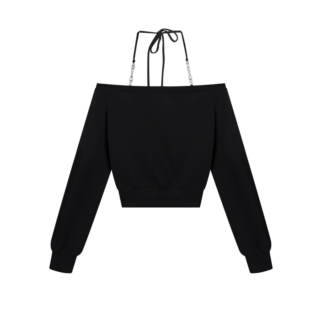 ZERO_Soft_Cotton_Blend_Casual_Boat_Neck_Women_Black_Pullover_Long_Sleeve_Crop_Tops_MISSTT