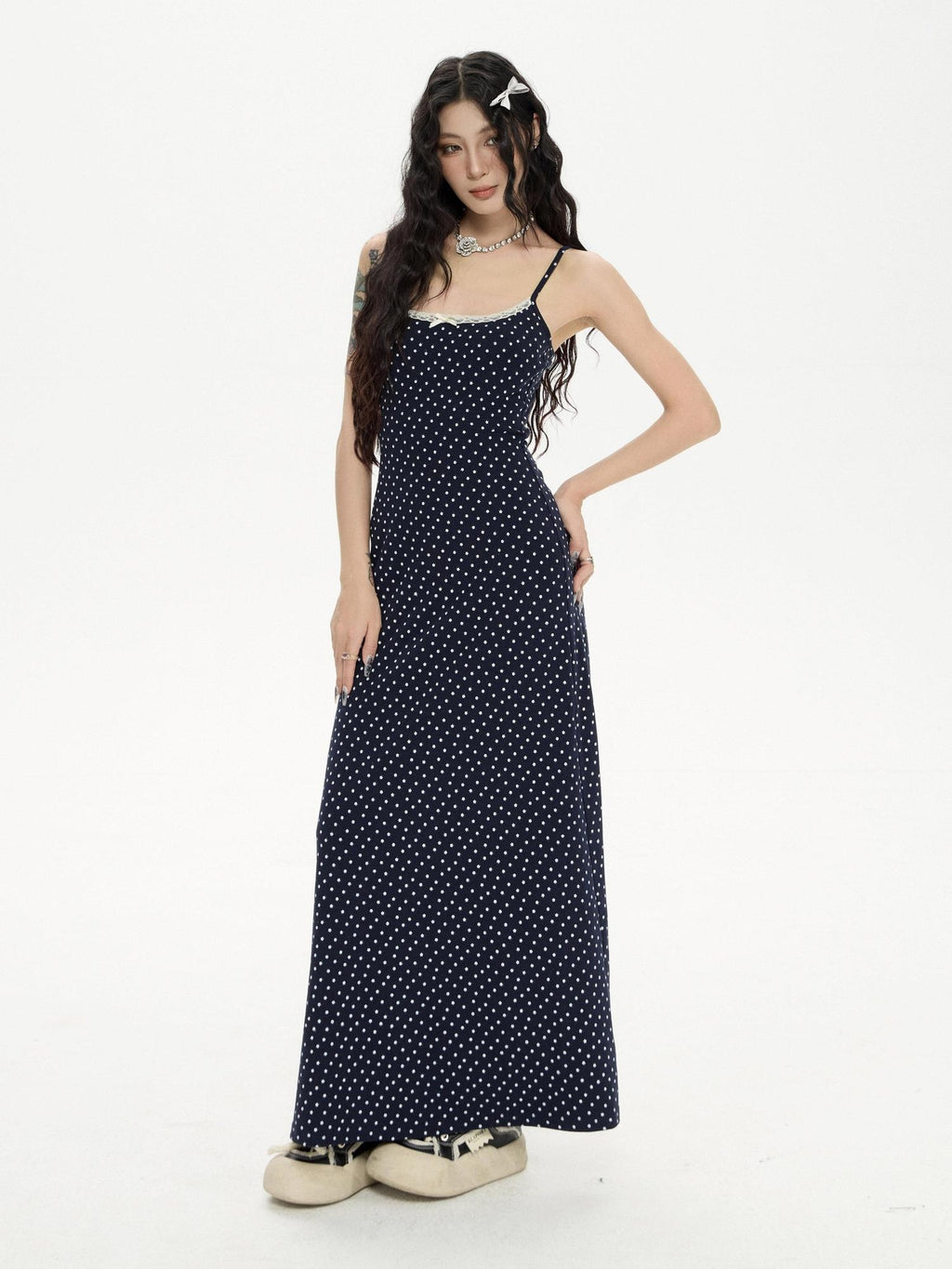 ZERO Soft High Waist Floral Patchwork Spaghetti Strap A Line Slim Cotton Maxi Dresses