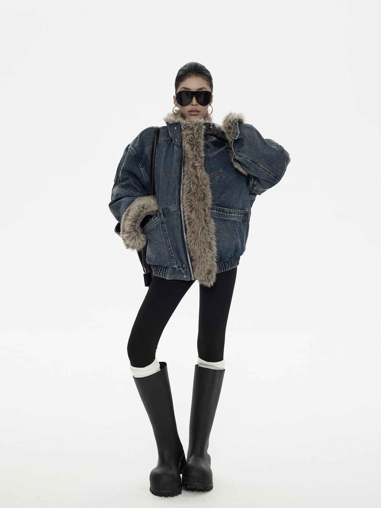 ZERO Thick Oversized Streetwear Cotton Longsleeve Blue Youth Denim Jackets