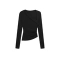 ZERO_Viscose_Asymmetric_Neck_Drawstring_Slim_Fit_Womens_Black_Knitwear_MISSTT