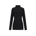 ZERO_Waist_Cinching_Elegant_Patchwork_Knit_High_Neck_Long_Sleeve_Women_Mini_Dresses_MISSTT