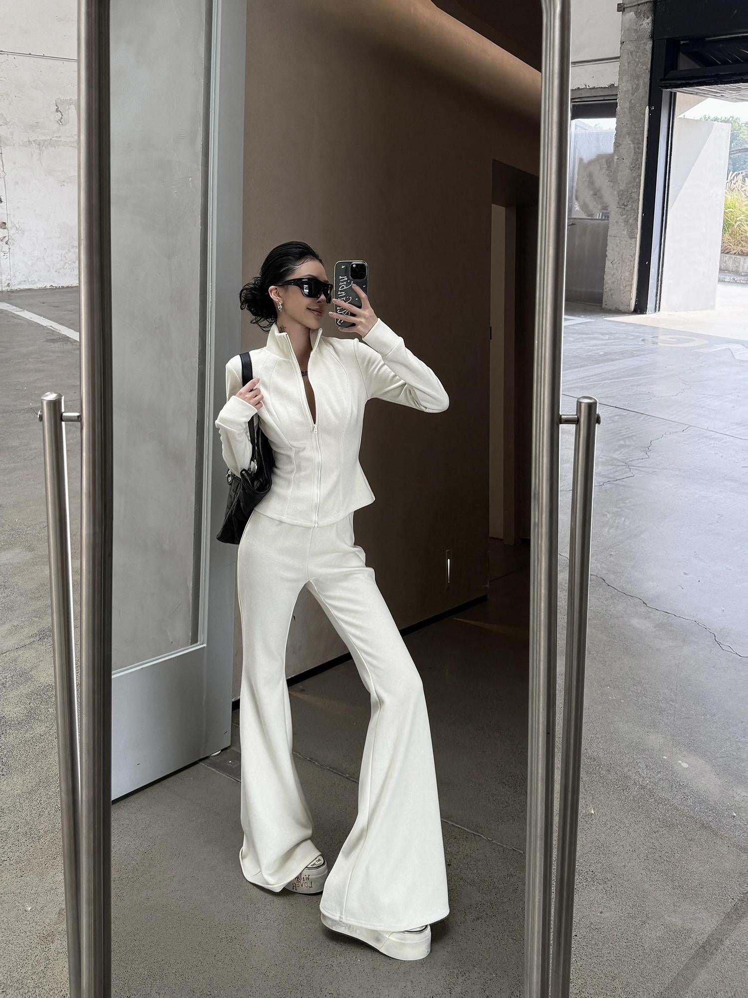 ZERO Soft Viscose Slight Stretch Casual Long Sleeve Long Pants Women Top & Pants Sets