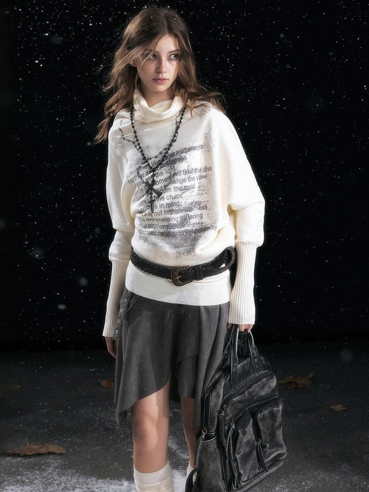 Cest Nous Cozy Thick Loose Fit Office Round Neck Pullover Women Knit Solid Sweaters