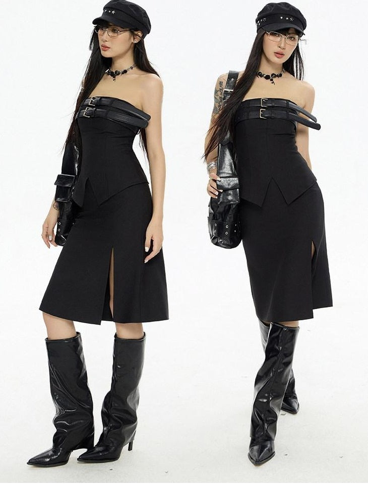 ZERO Slim Fit Woven Polyester Padded Korean Japanese Casual Women Tube Tops