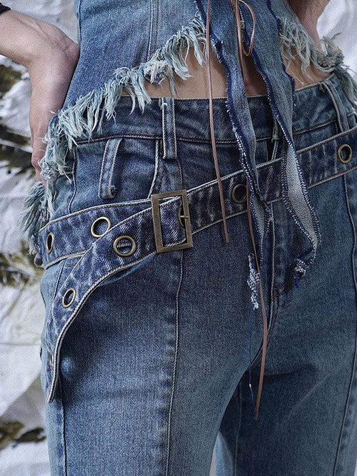 WSW Adjustable 106Cm Durable Denim Blue Canvas Alloy Buckle Youth Casual Belts