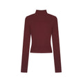 ZERO_Slim_Fit_High_Neck_Long_Sleeve_Red_Viscose_Stretch_Casual_Women_Top_&_Pants_Sets_MISSTT