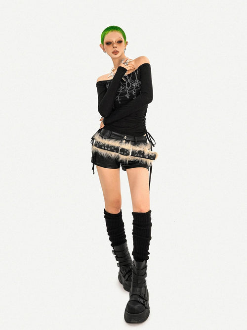 Nico Molly Black Vintage Print Boat Neck Slim Fit Casual Women Daily Long Sleeve T-Shirts