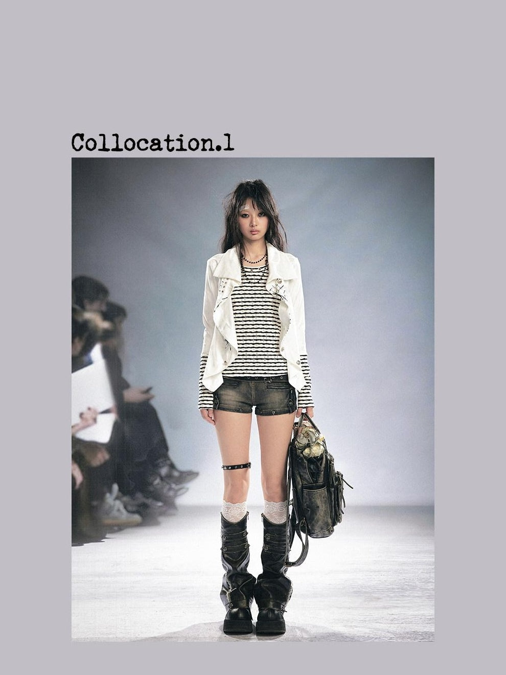 Cest Nous Stretch Cotton Punk Faux Layer Women Striped Pullover Black White Cardigans
