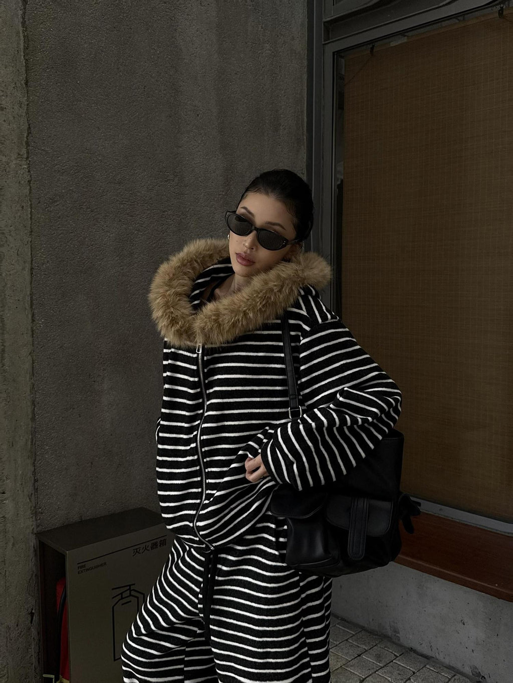 ZERO Thick Striped Light Stretch Long Sleeve Casual Women Top & Pants Sets